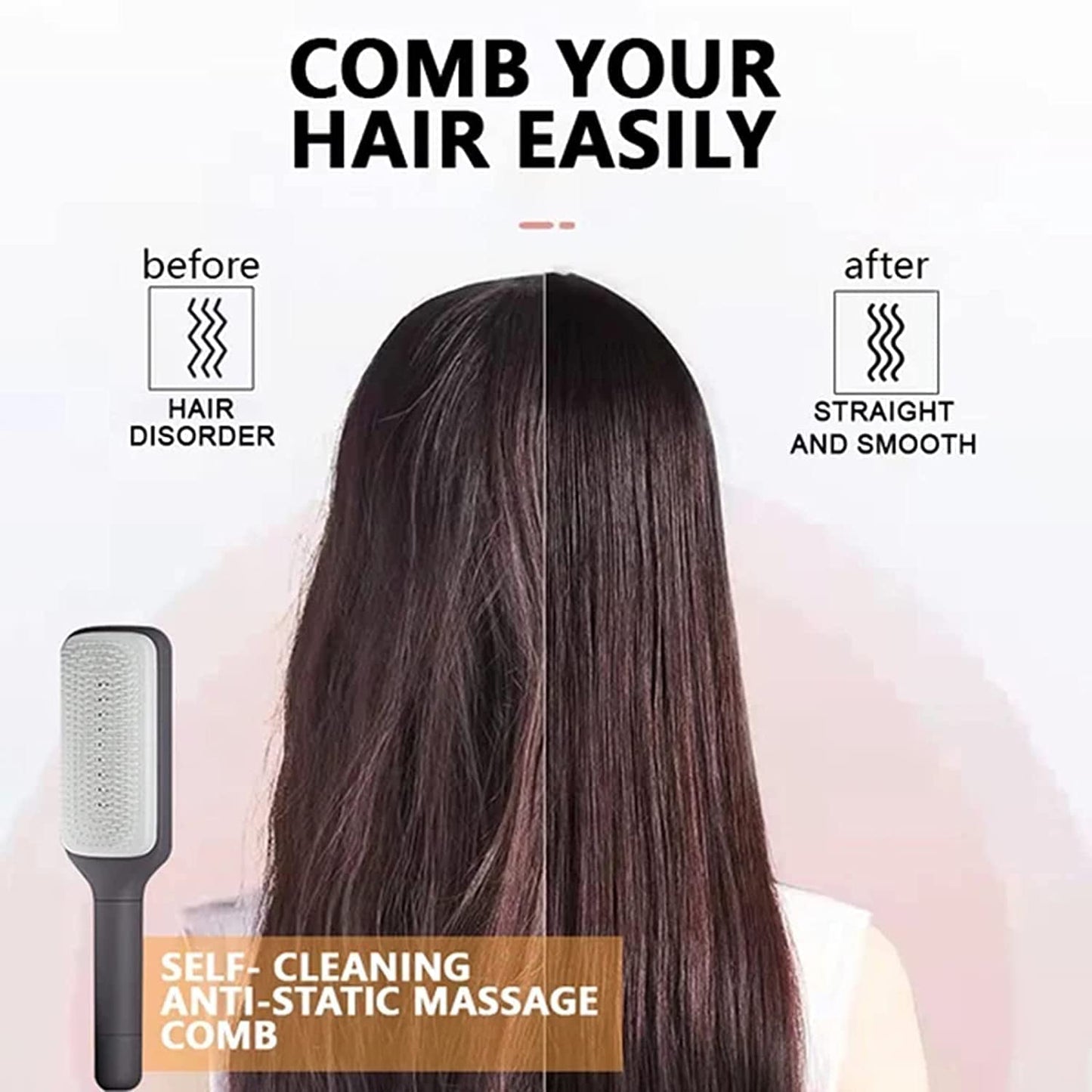 GlowGlide™ Self-Cleaning Pro - Anti-Static Massage Brush.