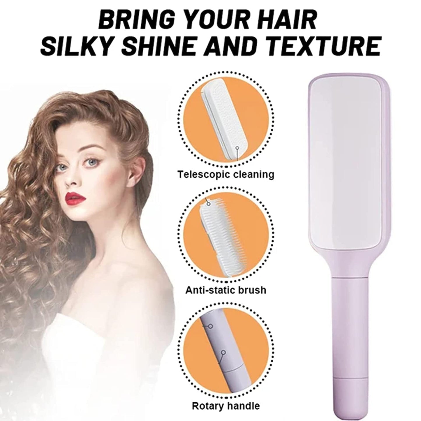 GlowGlide™ Self-Cleaning Pro - Anti-Static Massage Brush.