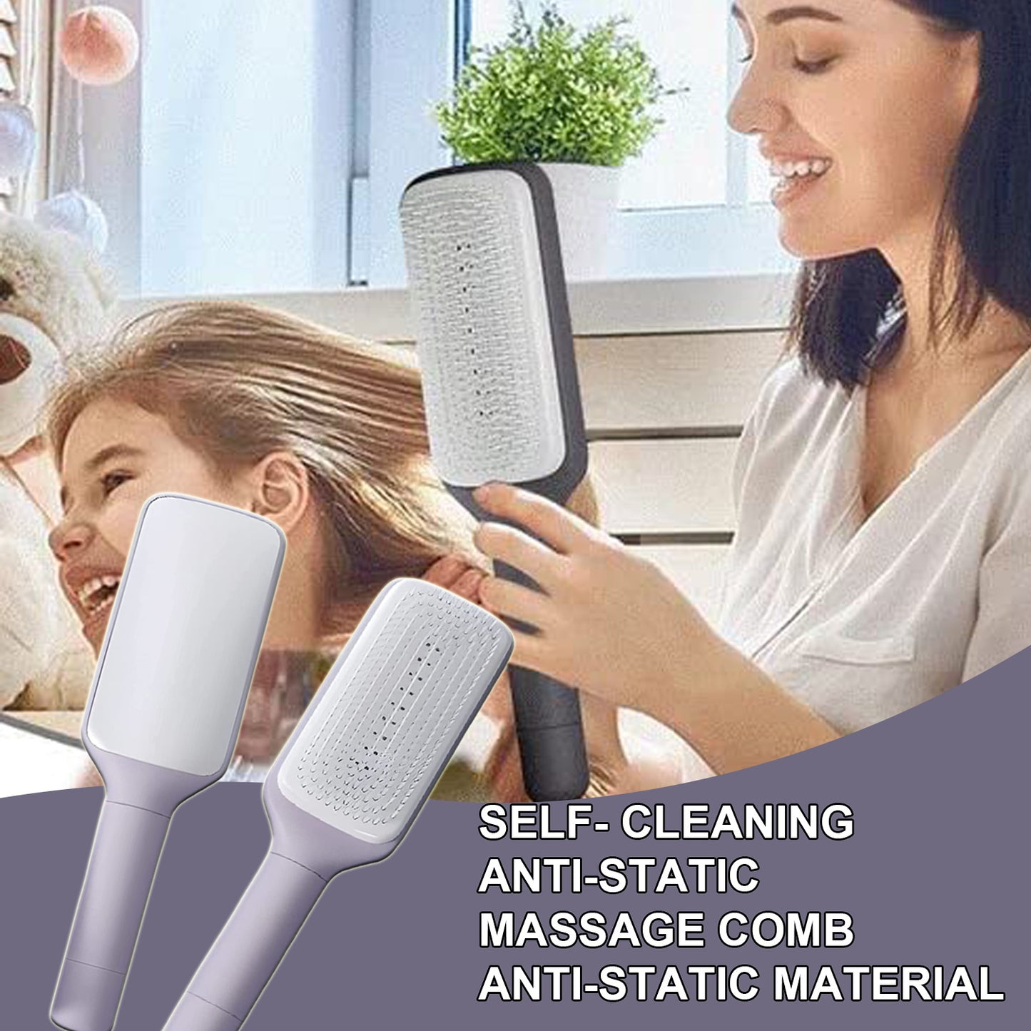 GlowGlide™ Self-Cleaning Pro - Anti-Static Massage Brush.