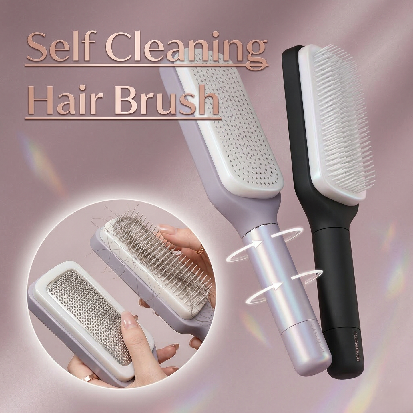 GlowGlide™ Self-Cleaning Pro - Anti-Static Massage Brush.