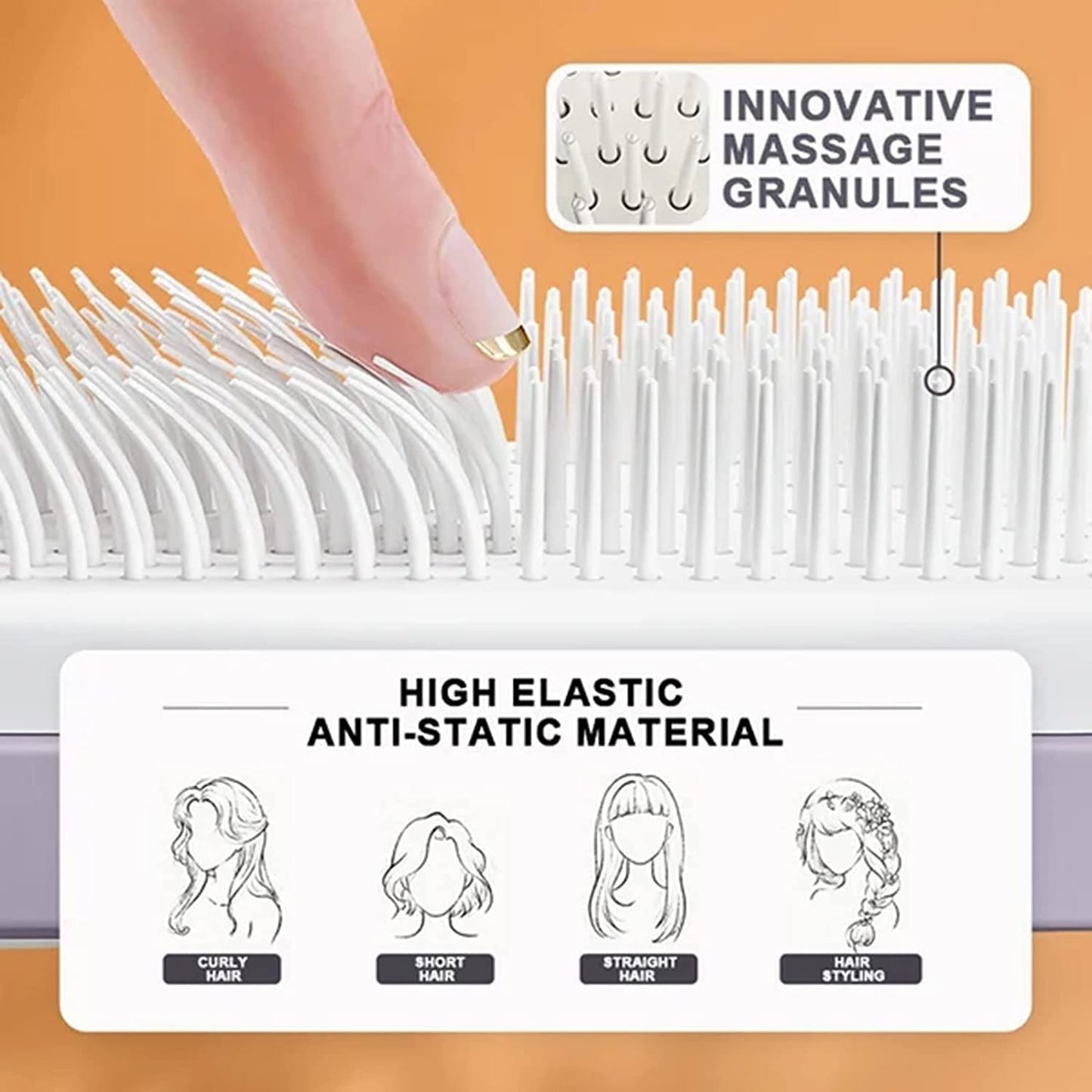 GlowGlide™ Self-Cleaning Pro - Anti-Static Massage Brush.